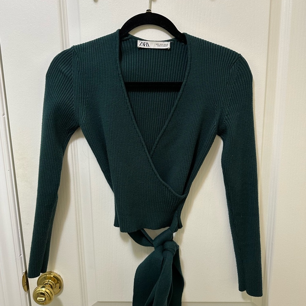 Zara Women's Green Wrap Sweater